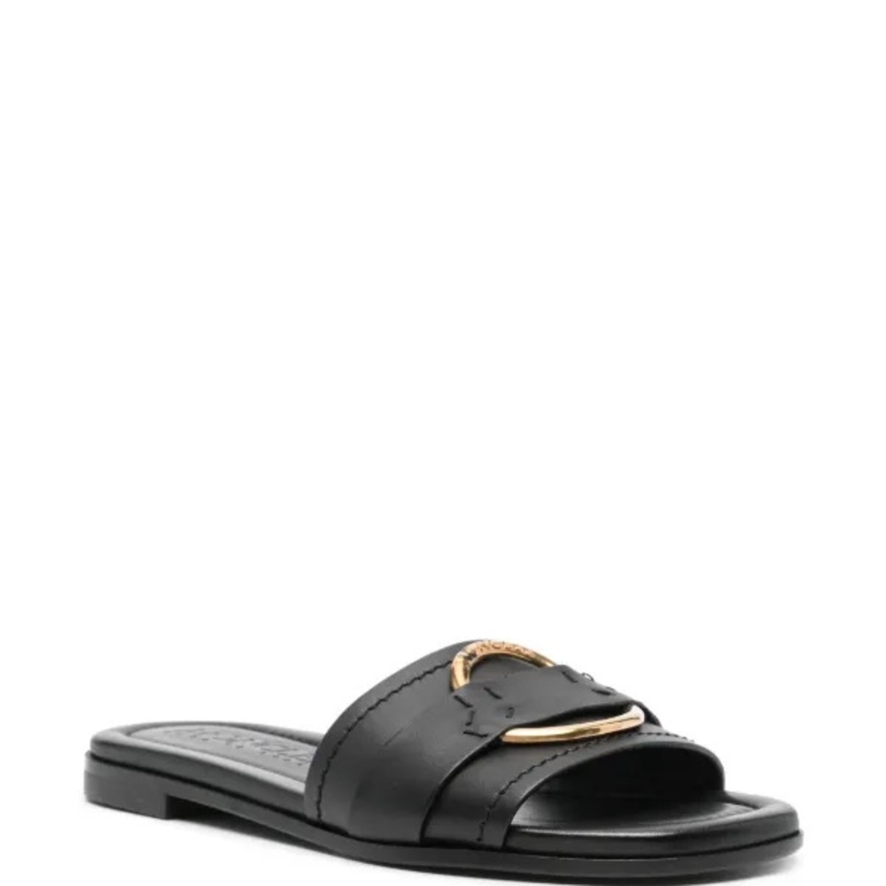 Moncler Black and Gold Bell Slide Leather Sandal - Picture 3 of 4